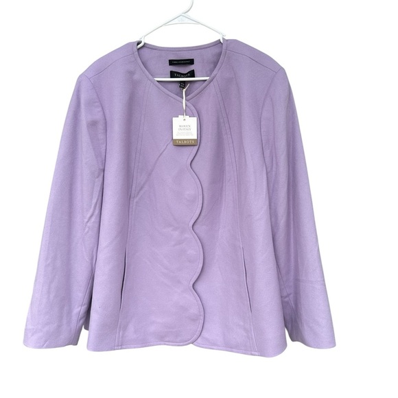 NWT Talbots BRUSHED ITALIAN WOOL SCALLOP EDGE JACKET - Size 22W - Lilac Purple - Picture 5 of 12